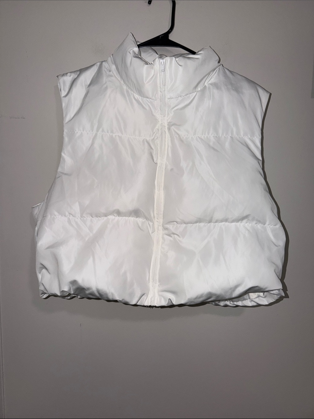 SHEIN White and Tan Quilted Sleeveless Puffer Vests (2 vests)